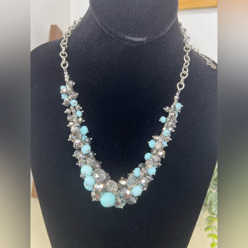 Simply Vera Wang Sparkling Aqua Iridescent Faceted Beaded Necklace